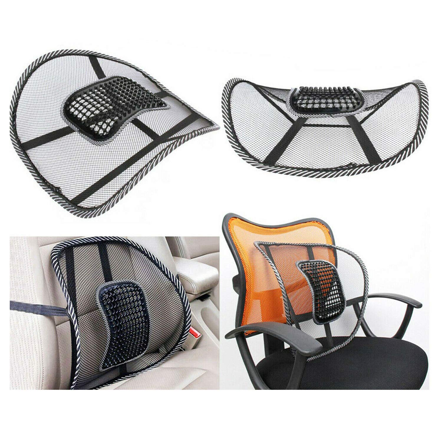 Thaweesuk Shop New Cool Vent Cushion Mesh Back Lumbar Support New Car Office Chair Truck Seat Black Cover Home Foam Memory Pillow Breathable Black 15.7 inches L x15 W