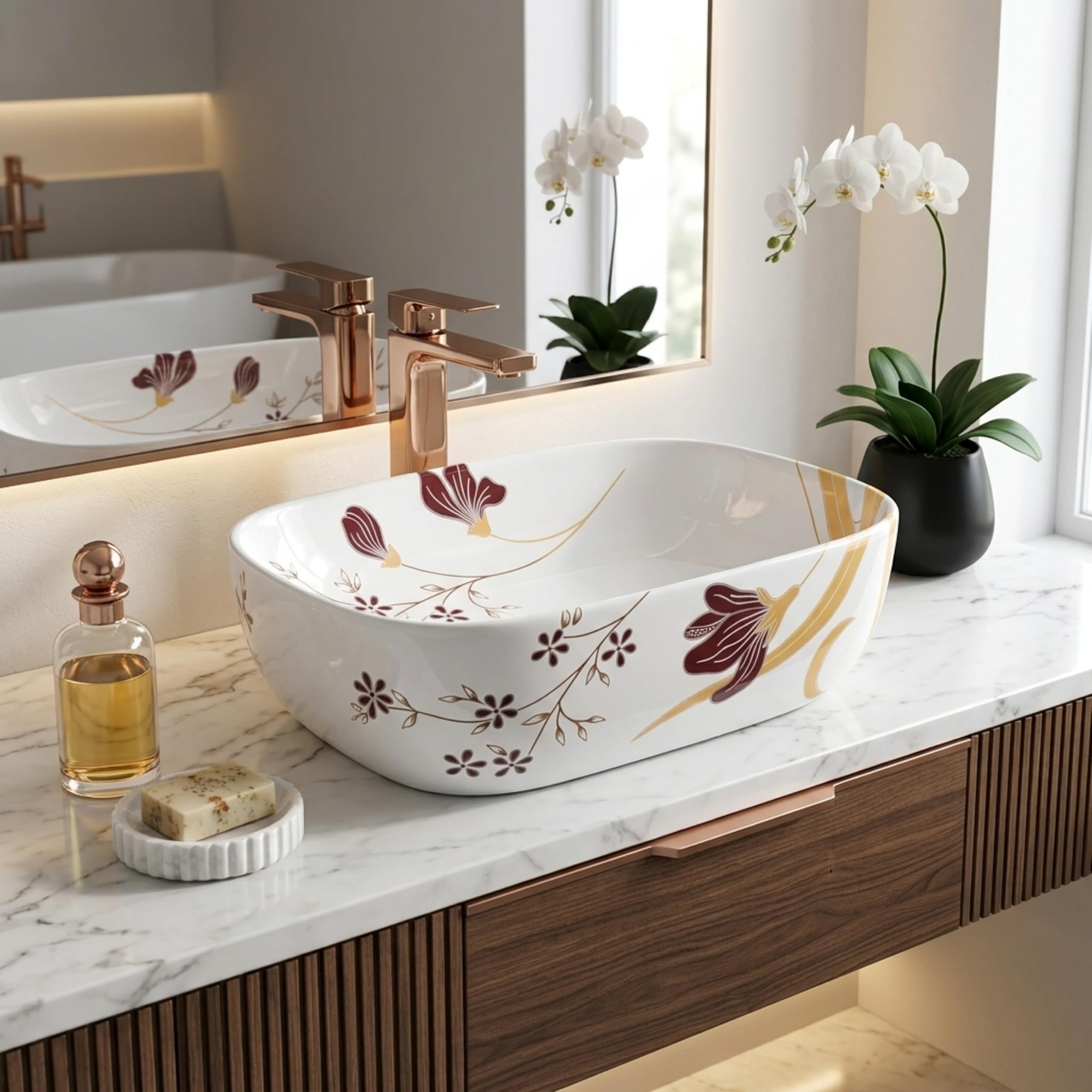Reyal Ceramic Wash Basin - Modern Vessel Sink -27