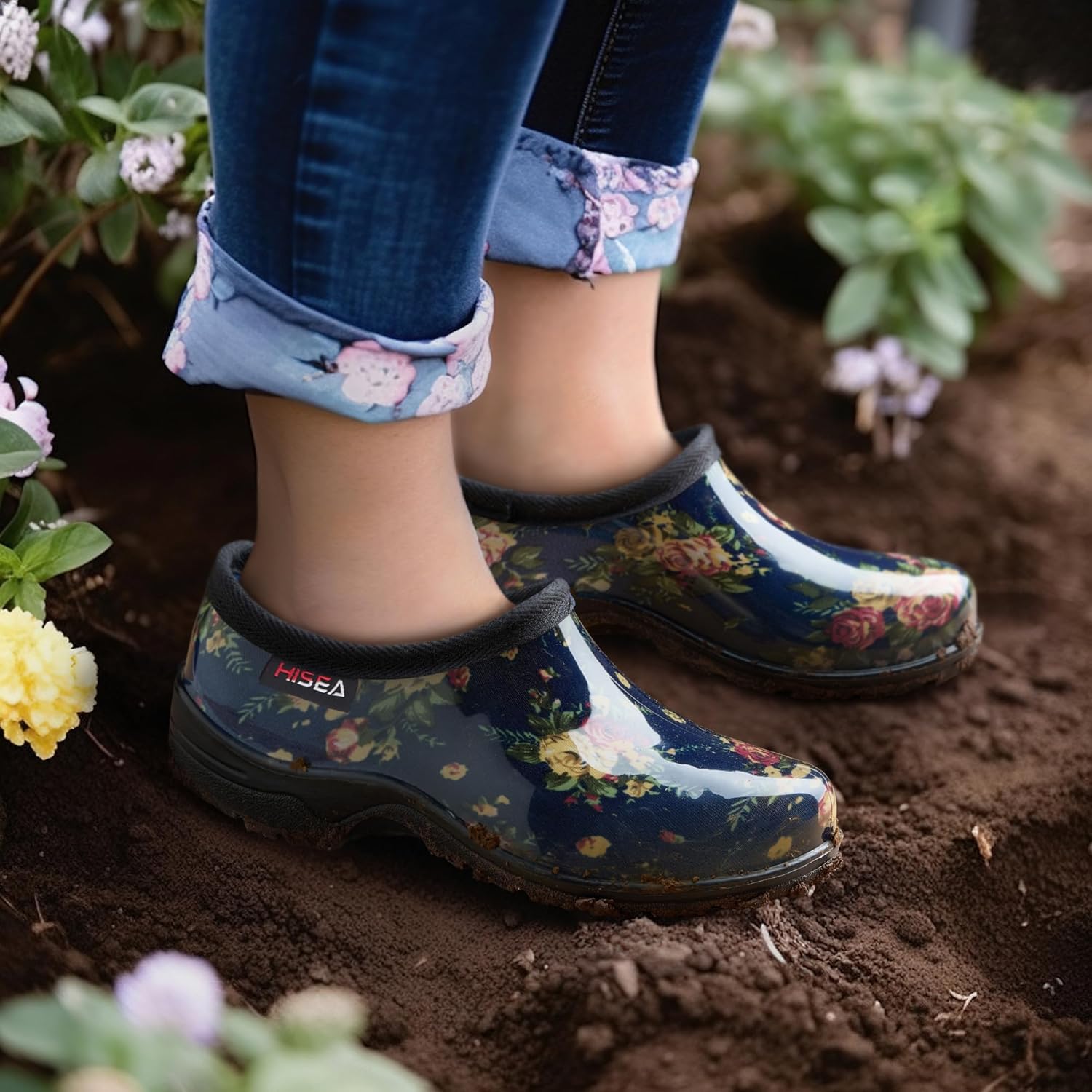 HISEA Waterproof Garden Shoe for Women Outdoor Slip-On Rain Boots Rubber... - Picture 29 of 55