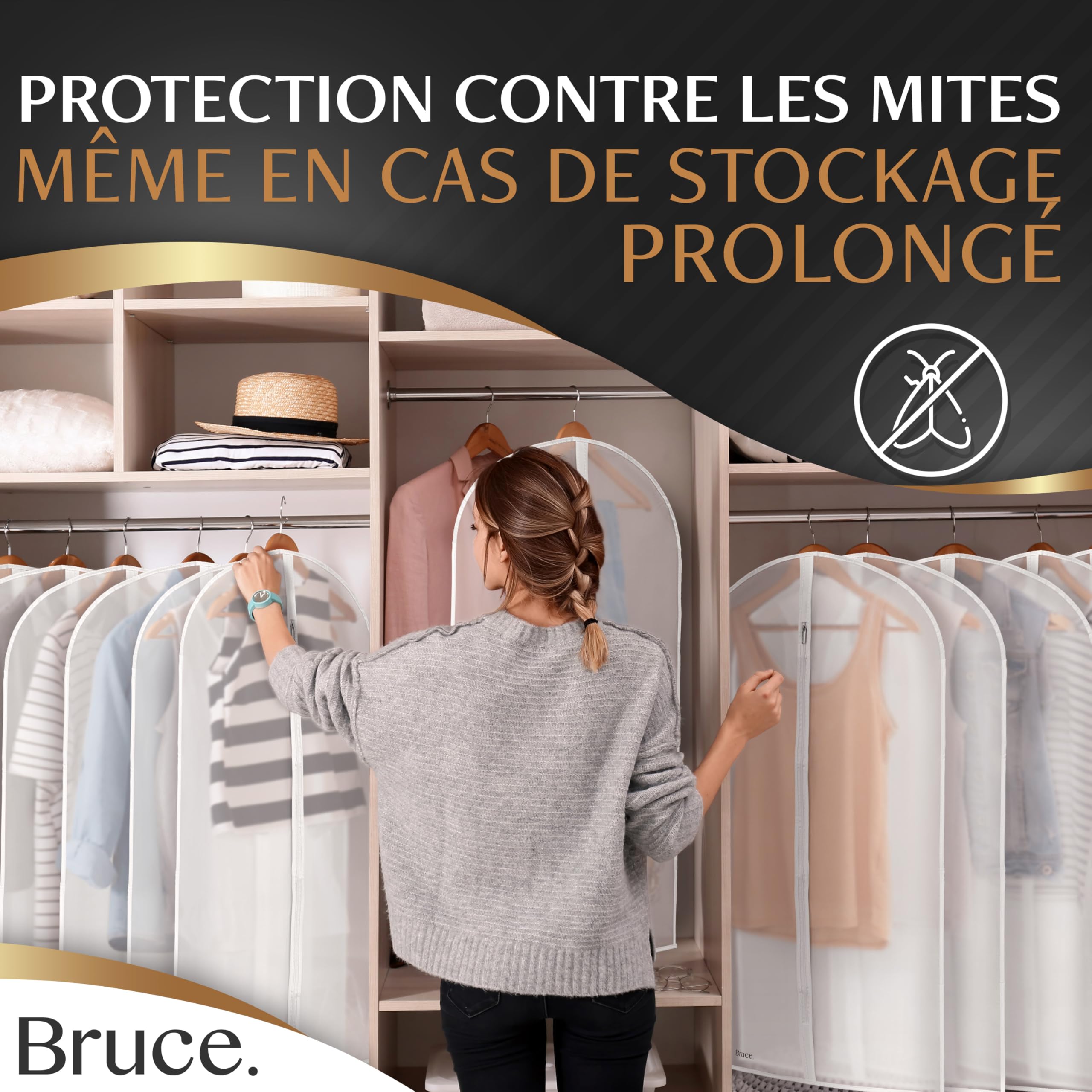 Lot De 6 Housses Vêtements à Suspendre 100x60 Cm - PEVA Imperméable, Fenêtre Transparente, Antipoussière - 6