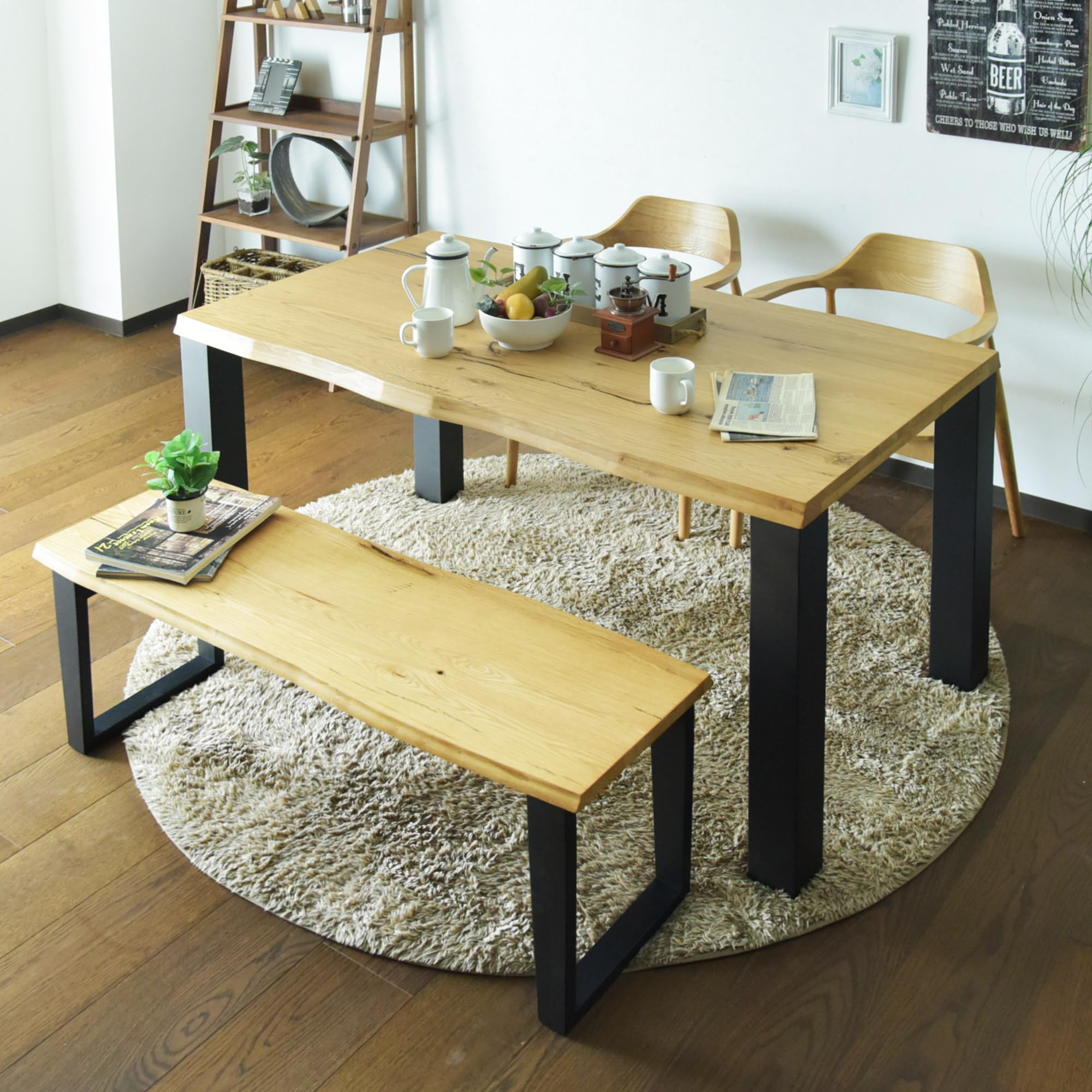 Amazon｜Cスタイル ダイニングテーブルセット 4人用 ナチュラル