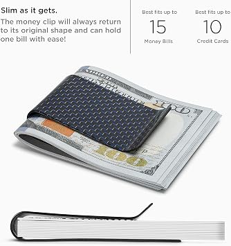 SERMAN BRANDS Carbon Fiber Money Clip for Men Slim RFID Money Clip Wallet, Minimalist Front Pocket EDC Wallet Cash Holder & Credit Card Holder -100% Real Carbon Fiber Wallet