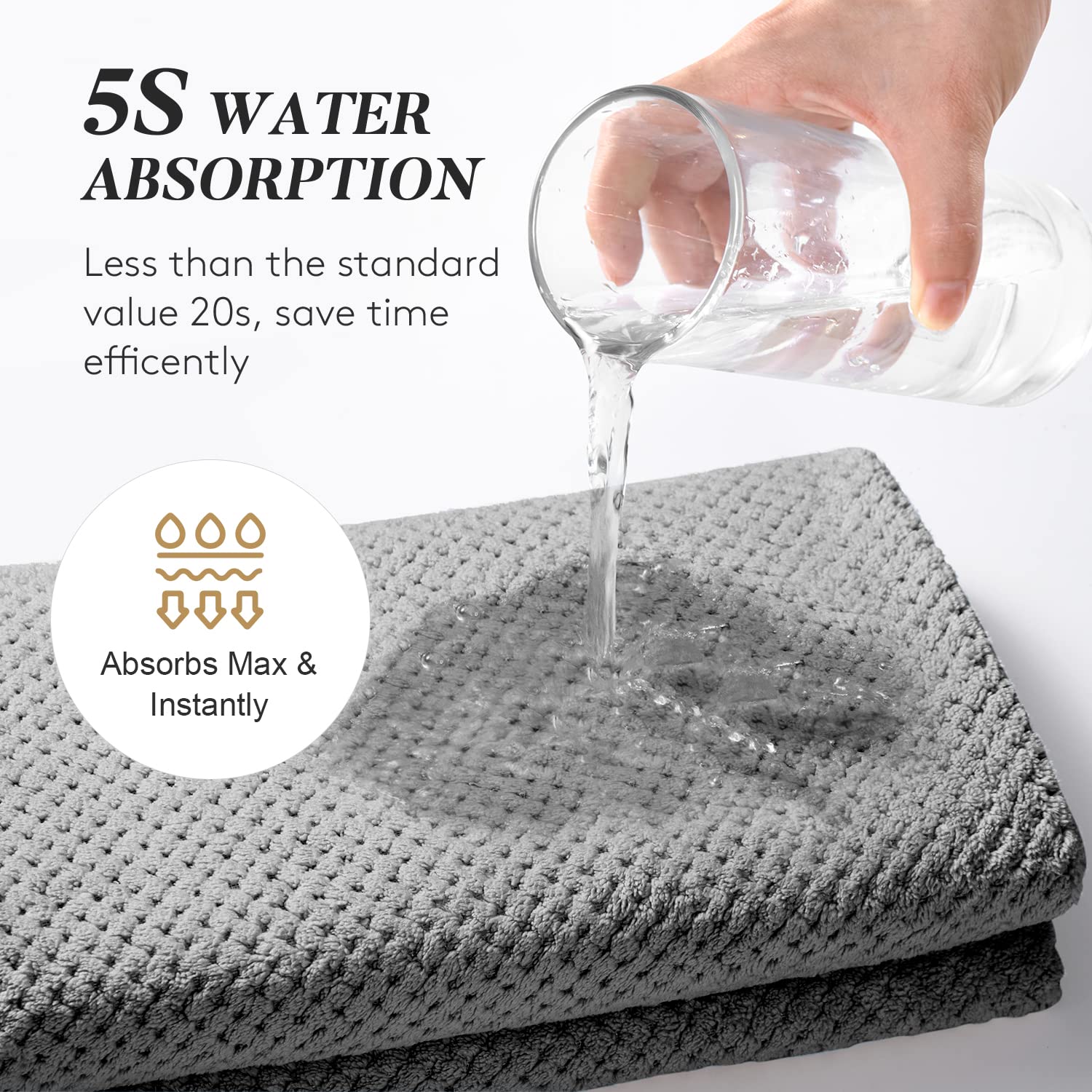 AMZFit Mikrofaser-Haartuch Groß – 104x70 Cm, Super Saugfähig, Mit Elastischem Band, Für Langes & Dickes Haar