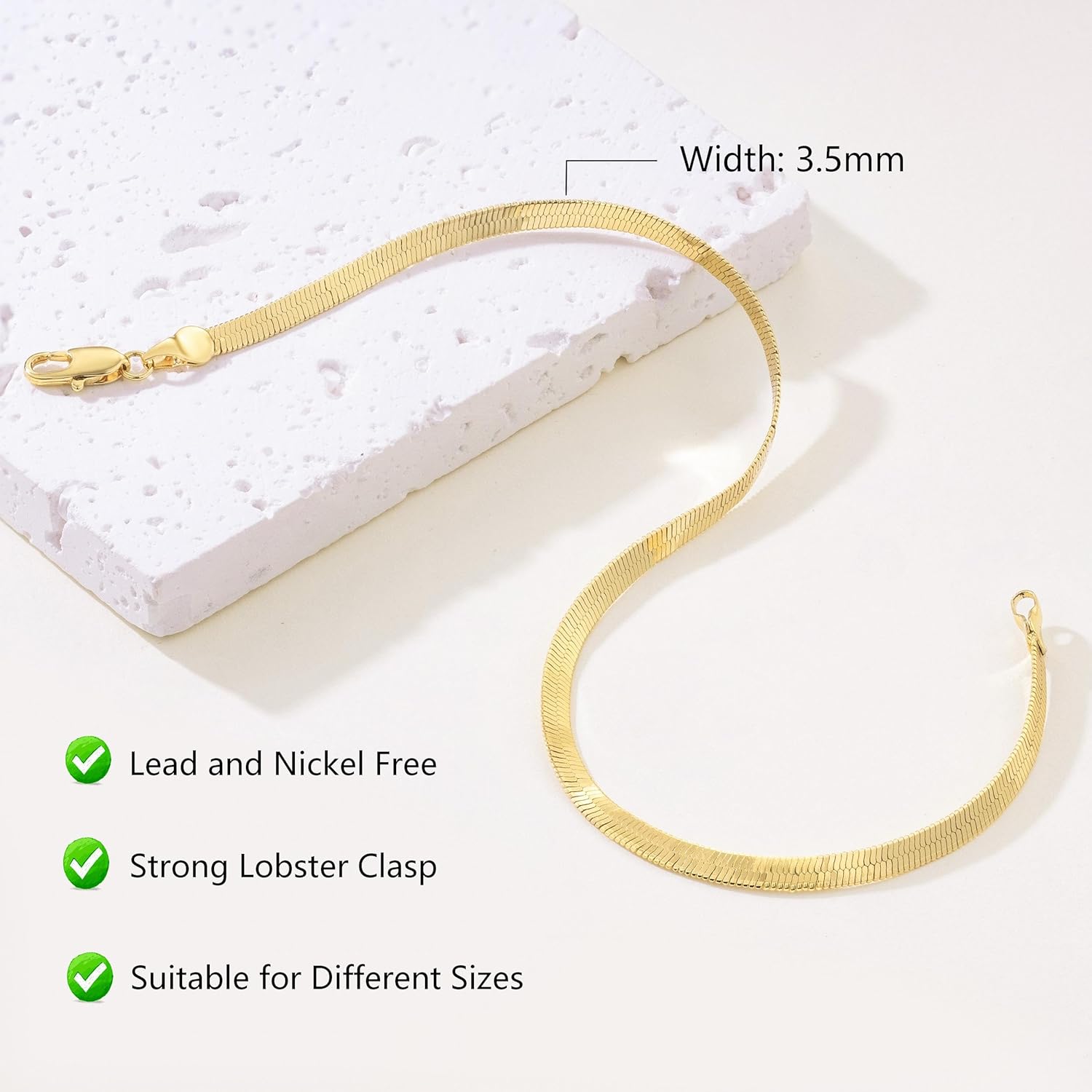 14K Gold Anklets for Women 14K Gold Ankle Bracelets for Women Snake Anklet Bracelets for Womens Glow with Soft Understated Sheen Herringbone Anklet for Womens