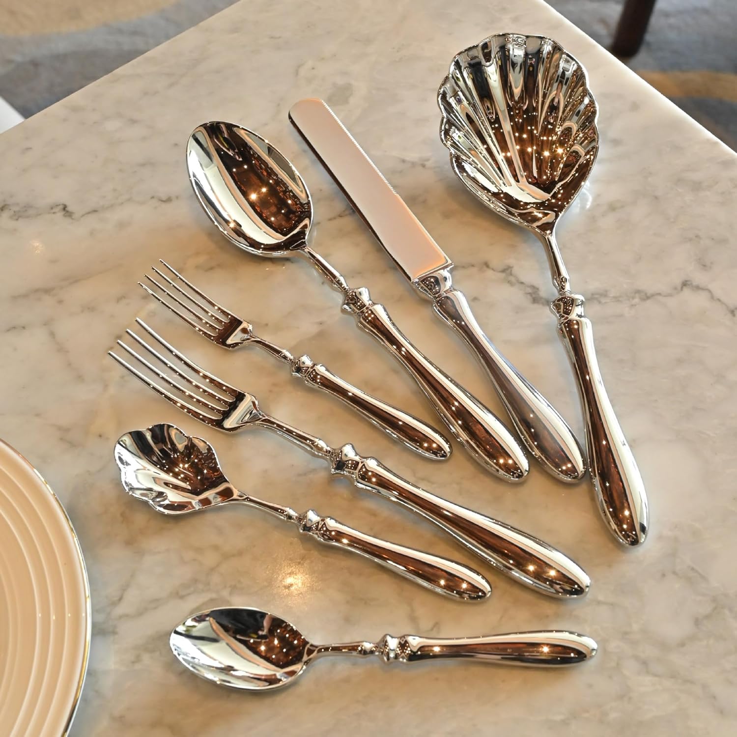 7-Piece Kitchen Knife Set Stainless Steel Cutlery Western-Style Knives Forks Spoons Dessert Spoon Fruit Fork Soup Spoon Suitable For Home Outdoor Travel Gift Set Birthday Present
