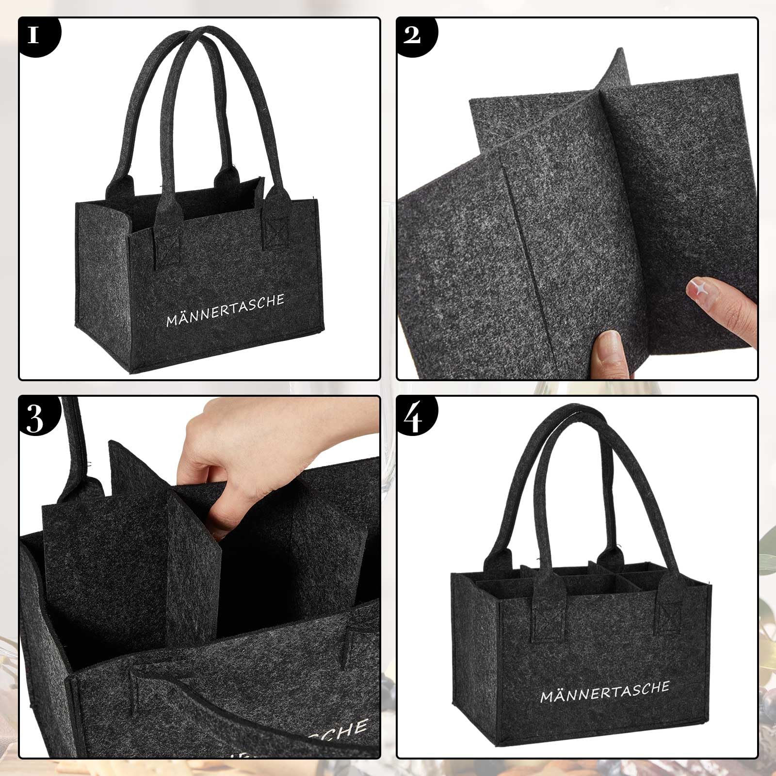 SATINIOR Biergeschenken 24 x 15 x 15 cm extra dik vilt herentas