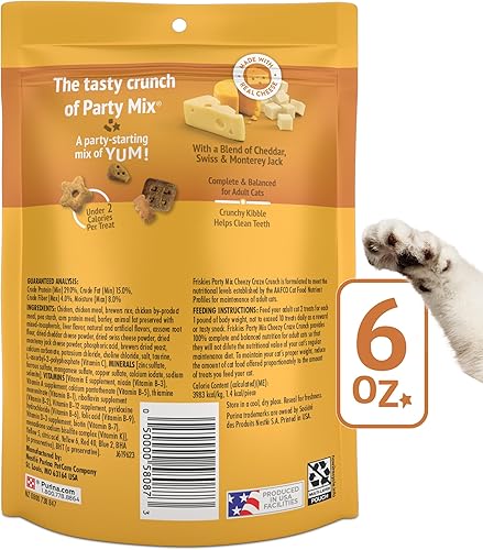 Miniatura 23 de Purina Friskies - Golosinas para gatos, Party Mix Cheezy Craze Crunch - Bolsa de 20 onzas