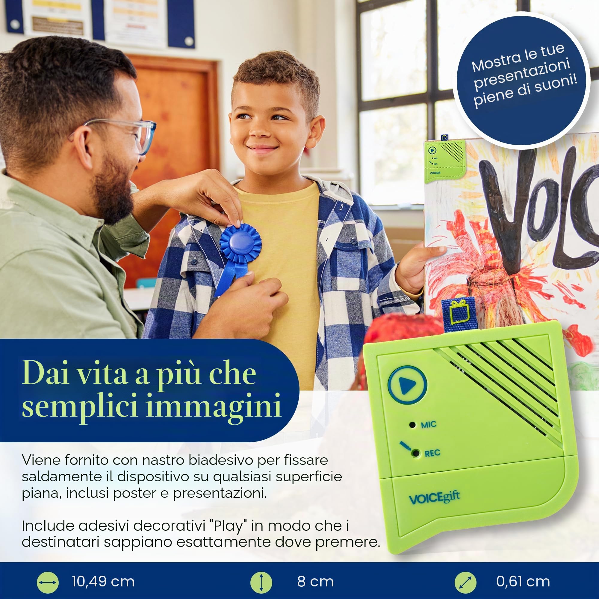 Inserto registratore vocale migliorato Voice-over per messaggi personali, dispositivo di registrazione audio di alta qualità da 60 seconds (1 confezione)