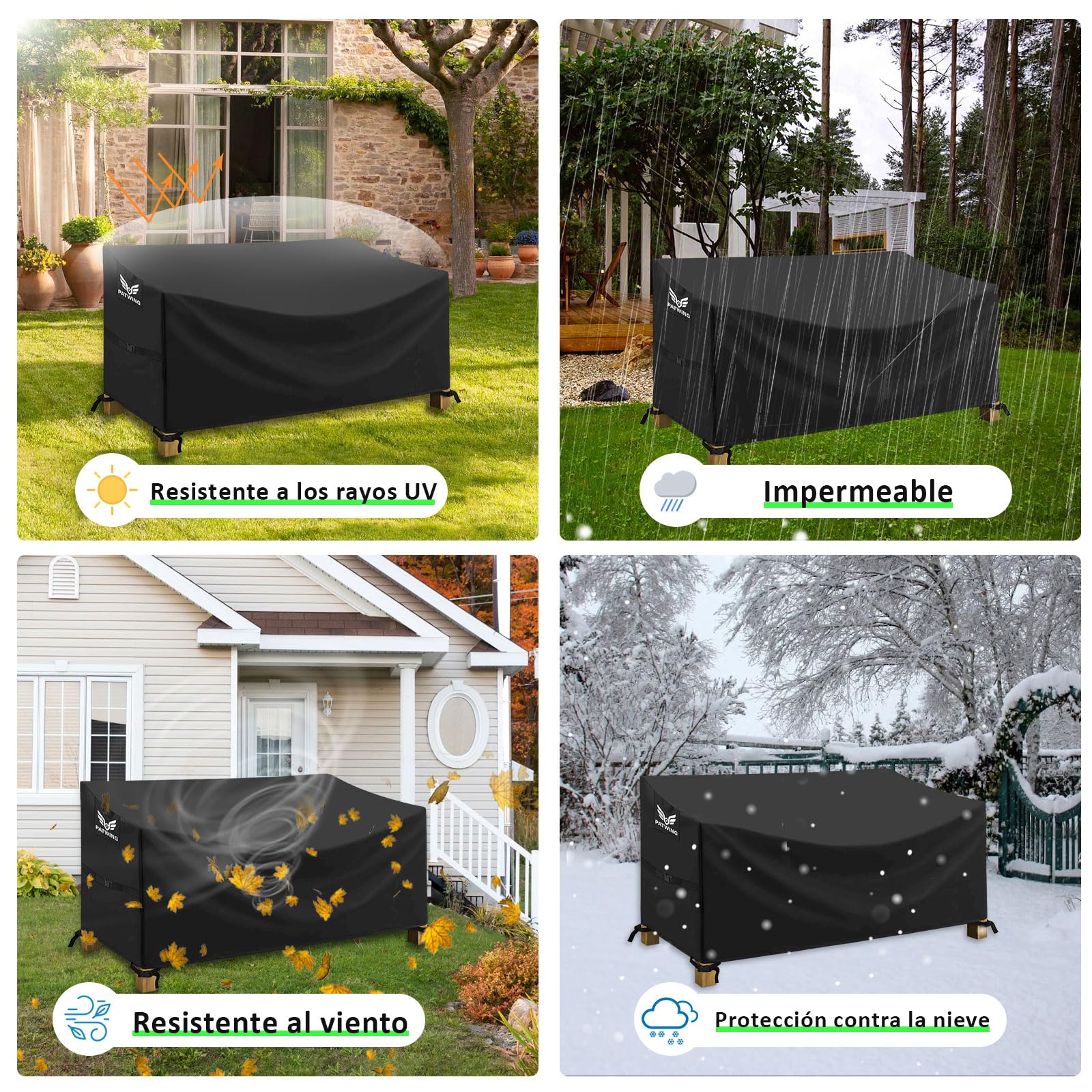 Fundas para Bancos, 600D Oxford Funda para Banco de Jardín, Impermeable, Resistente al Viento, Anti-UV con Salidas de Aire Funda ubierta para Banco de Jardín de 2 Plazas (185 * 69 * 65/96cm)