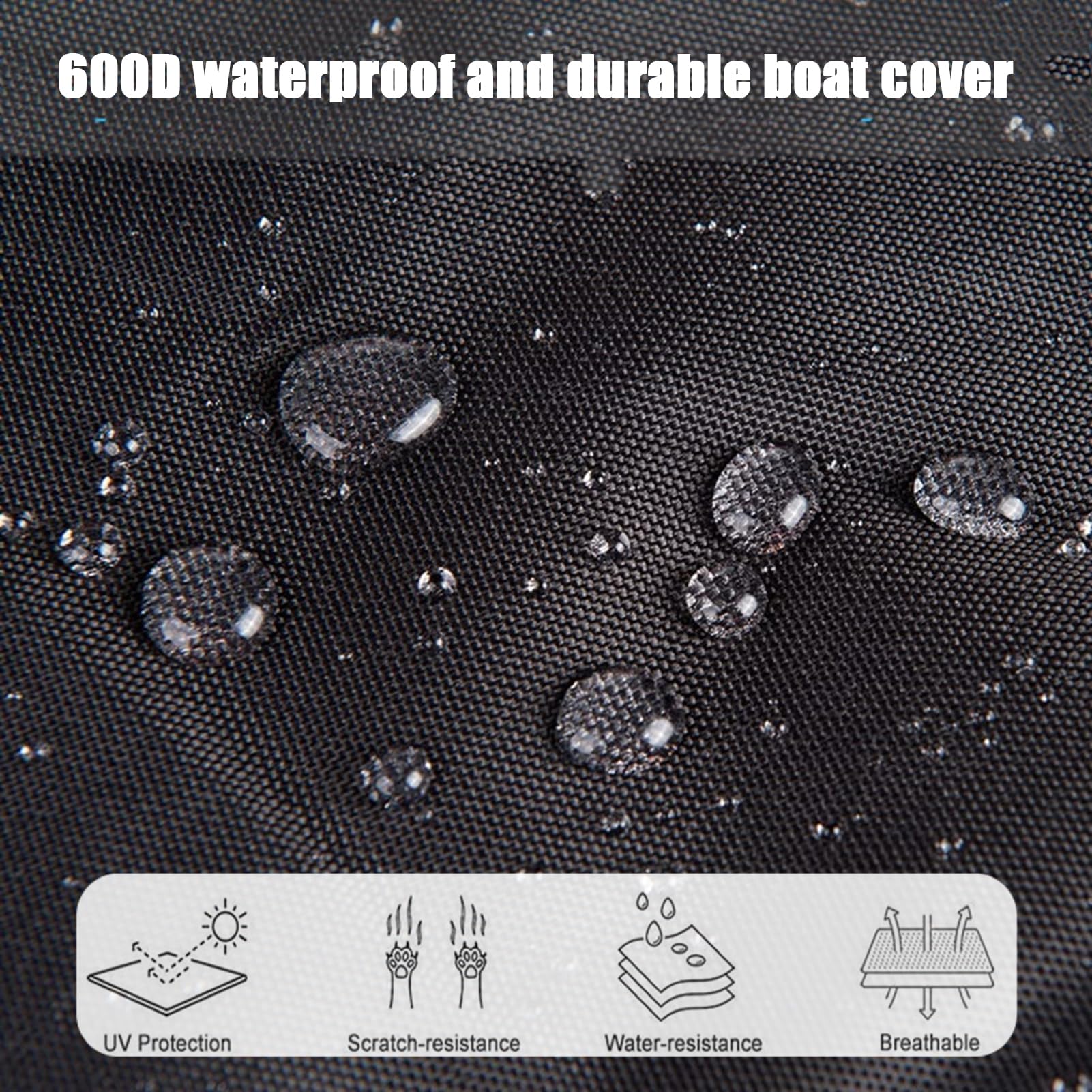 Generisch 600D Bootspersenning, Doppellagige Wasserdicht Bootsplane Bootsabdeckung, UV-Geschützte Oxford-V-Förmige Boote Persenning Abdeckung Abdeckplanen Für Kajütboote Ruderboot,25 27FT