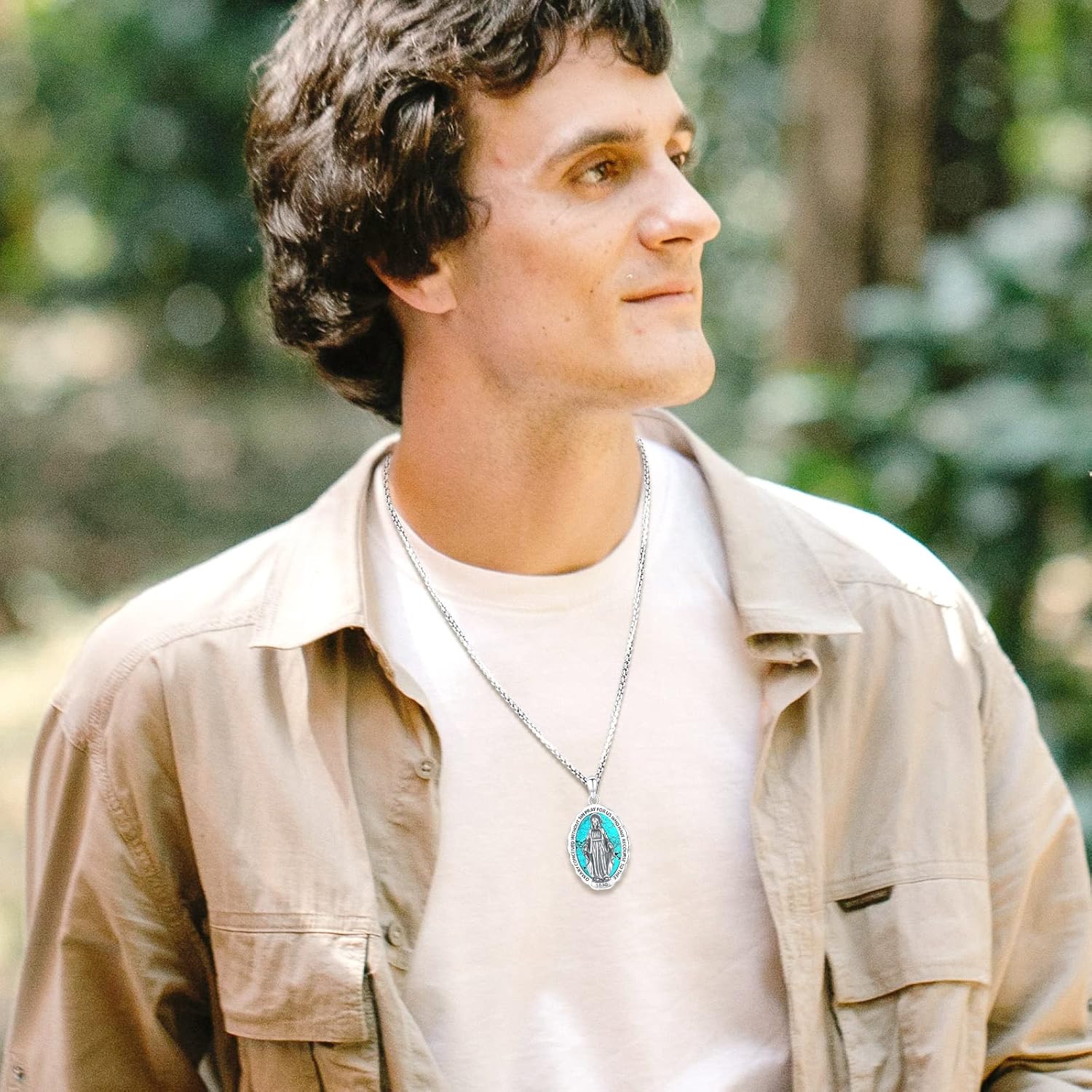 S925 Sterling Silver Miraculous Medal Necklace for Women Men Catholic Virgin Mary Charm Pendant Necklace Blessed Mother Pendant Christian Jewelry - Image 7