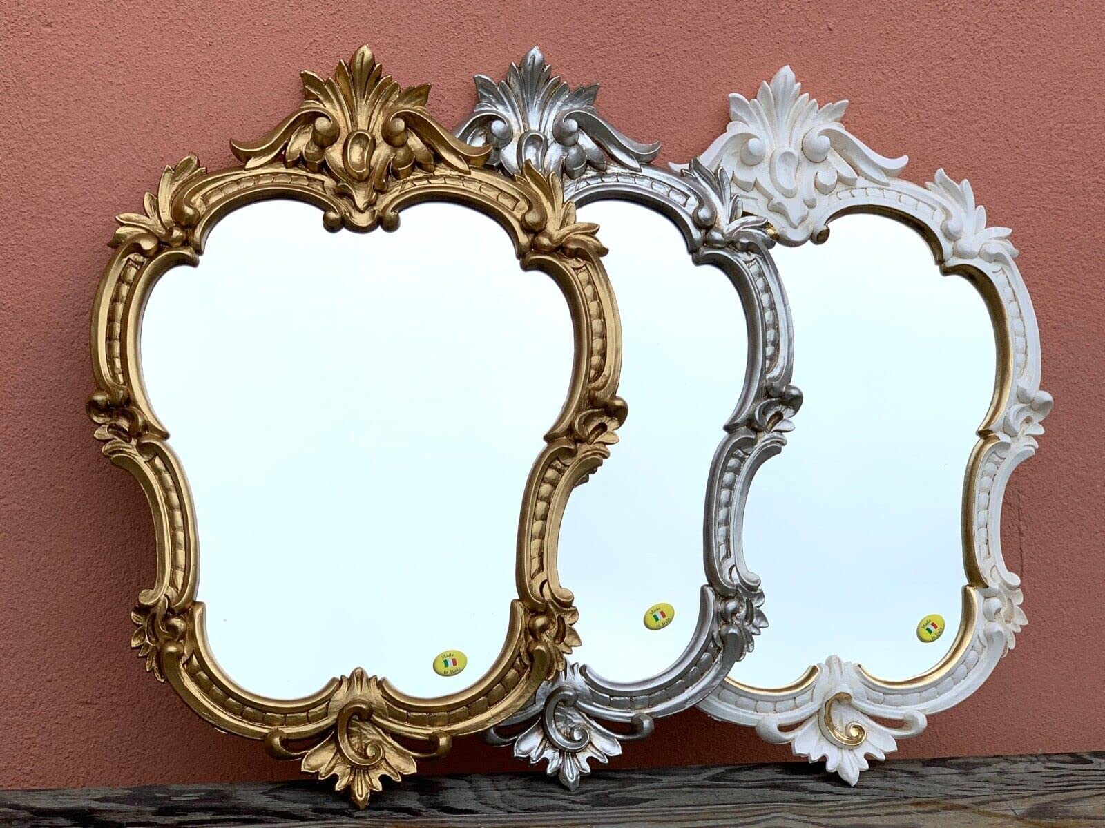 Specchio Muro Oro Antico Ovale Retrò 50x35 Vintage Barocco Bagno C444G