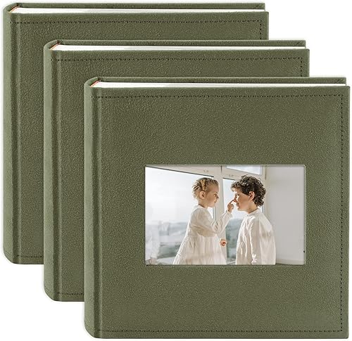 Miniatura 1 de Golden State Art, Juego de 3 álbumes de fotos con capacidad para 200 fotos horizontales de 4 x 6 pulgadas con notas para Navidad, vacaciones,