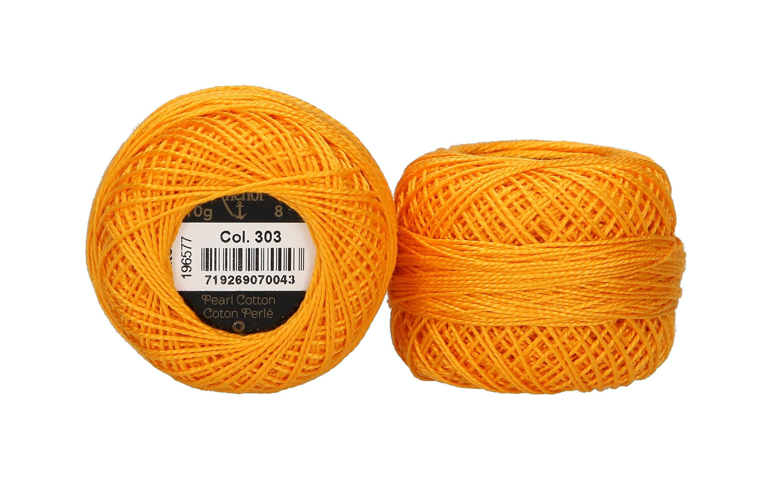 Anchor 4591008-00303 Embroidery Thread, 100% Cotton, Light Dot Yellow, Thickness 8, 82 m, 16 g โ image 1