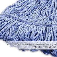 Vista 7 de Repuesto de cabezal de fregona para trapeadores comerciales resistentes para limpieza de suelos, repuesto de cabezal de hilo de algodón azul