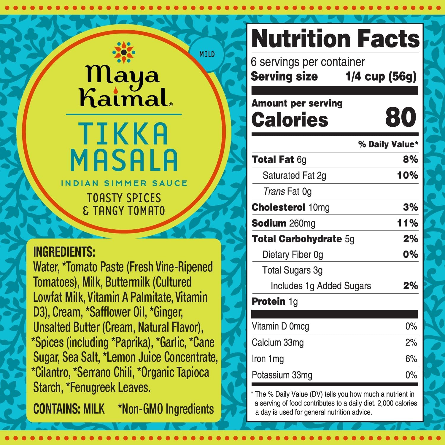 Maya Kaimal Tikka Masala Sauce, Mild Indian Simmer Sauce with Tomato and GaramMasala Spices. Vegetarian, Gluten Free (2 Pack, Tikka Masala) thumbnail 2
