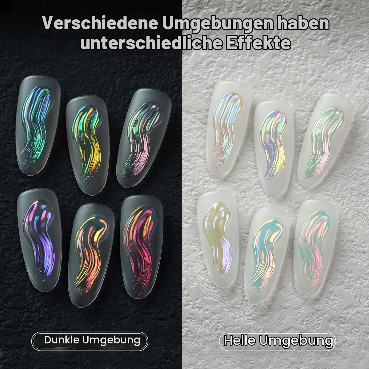 YOKEFELLOW GleamTap Cushion Holographic Aurora Chrome Nagellackpulver – Holo-Nagelkunst-Glitzer-Dekoration, Maniküre-Pigment für den Nagelsalon (GTKIT-01)