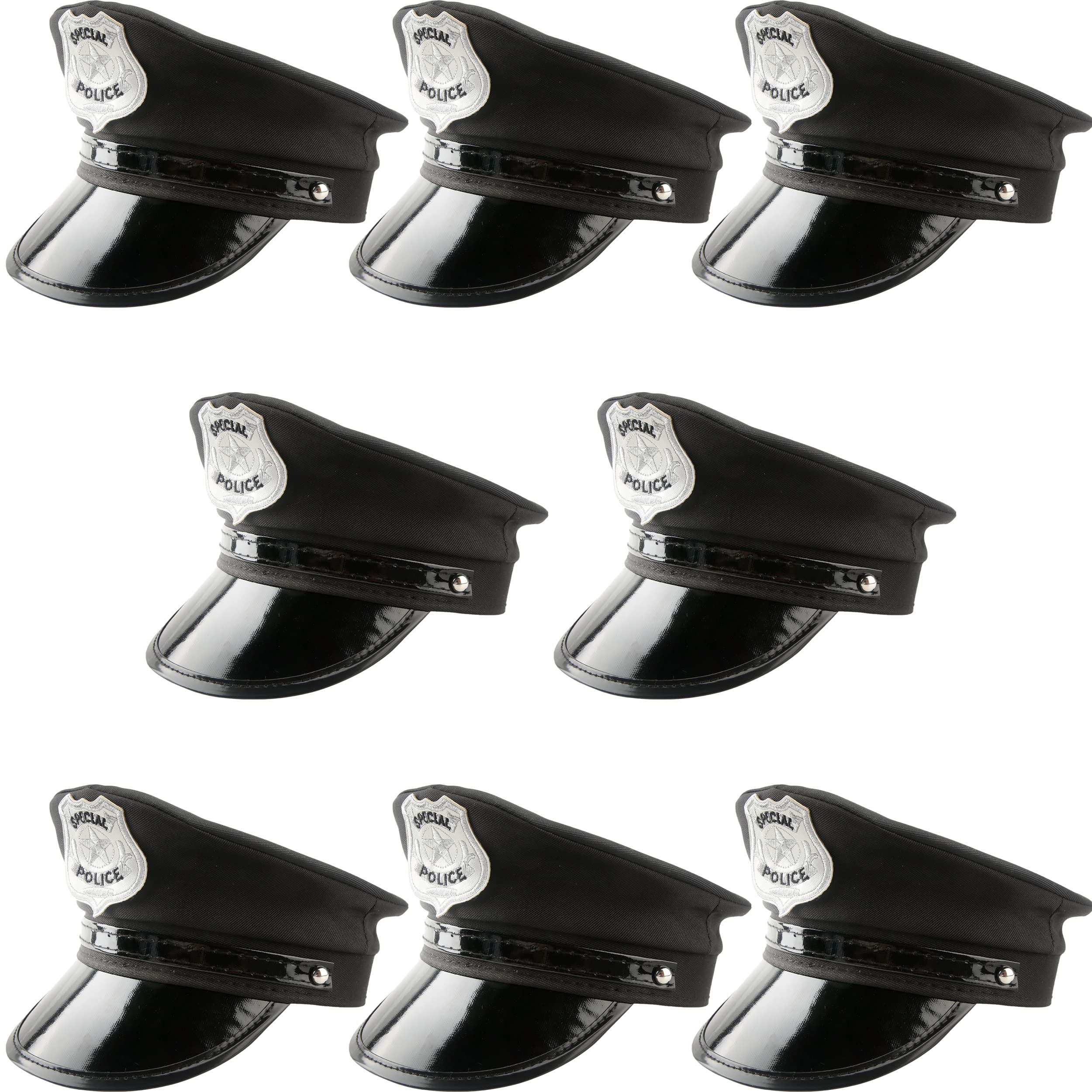 SGBETTER8 Pack Kids Police Hat Black Cop Hat Police Officer Costume Accessory for Child Policeman Halloween Cosplay Dress Up