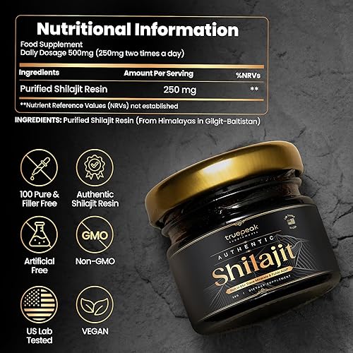 Miniatura 7 de Resina Shilajit del Himalaya, grado dorado, verificada y probada en laboratorio de EE. UU., 500 mg de potencia máxima, 85 minerales traza con ácido