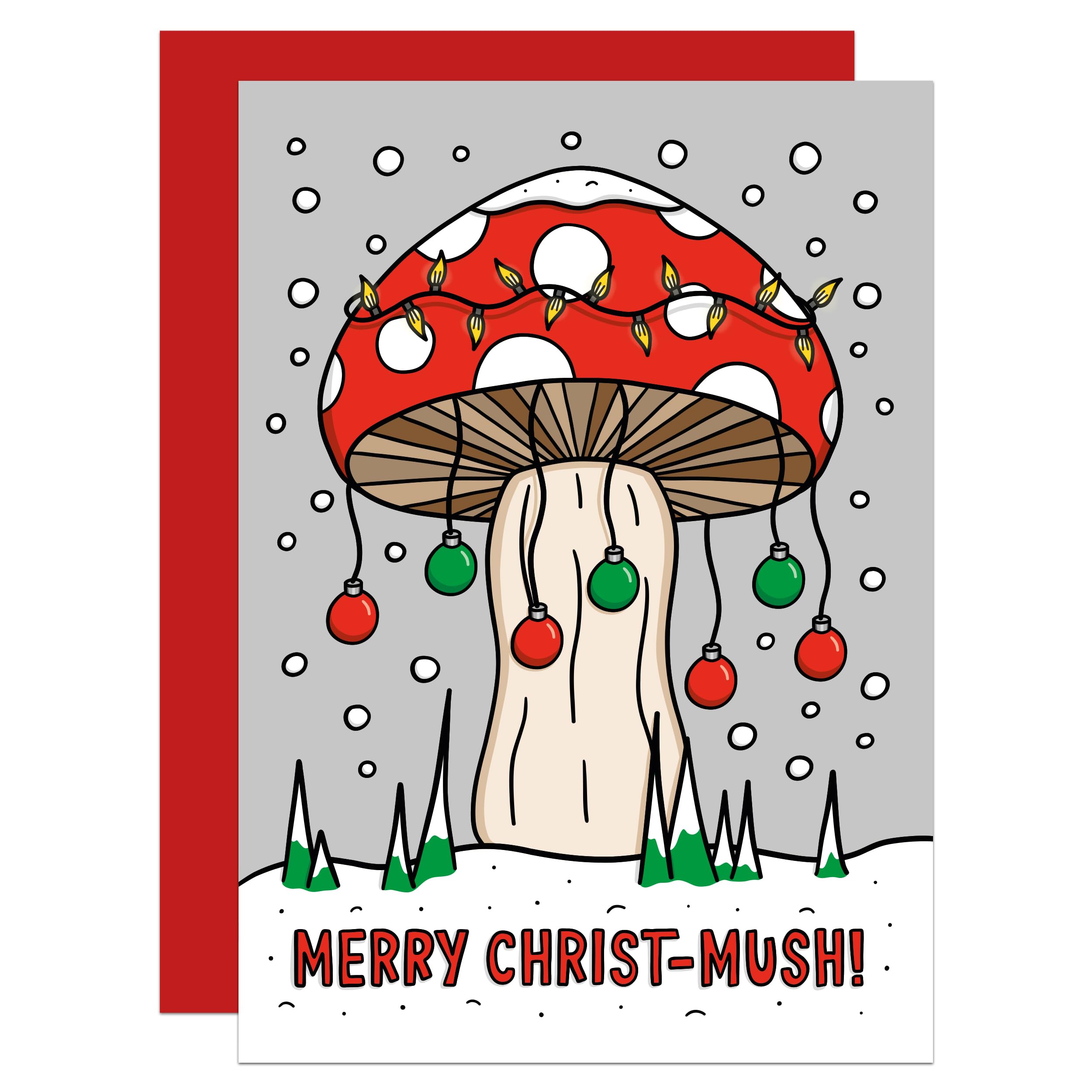 Mushroom Christmas Card, Funny, Pun, Snowy Scene, Nature Lover, Merry Christmas, For Family, Cute