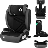 LIONELO HUGO I-SIZE Rehausseur Voiture Enfant Siège Auto Groupe 2 3, de 100 à 150 cm Montage ISOFIX Appui-tête Réglable Memory Foam Protection Latérale Accoudoirs (BLACK GREY) - 1