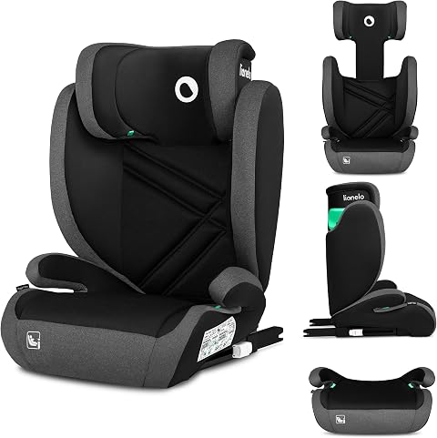 Lionelo Hugo I-size Seggiolino Auto ISOFIX con l'ultima Norma i-Size R129 per bambini Gruppo 2-3 (100-150cm) Poggiatesta a 8 Livelli,Memory Foam,Poggiabraccia,Protezione