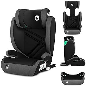 LIONELO HUGO I-SIZE Silla de coche para bebés, Grupo 2 3, de 100 cm a 150 cm Montaje ISOFIX Reposacabezas Memory Foam ajustable Protección lateral Reposabrazos cómodos Respaldo extraíble