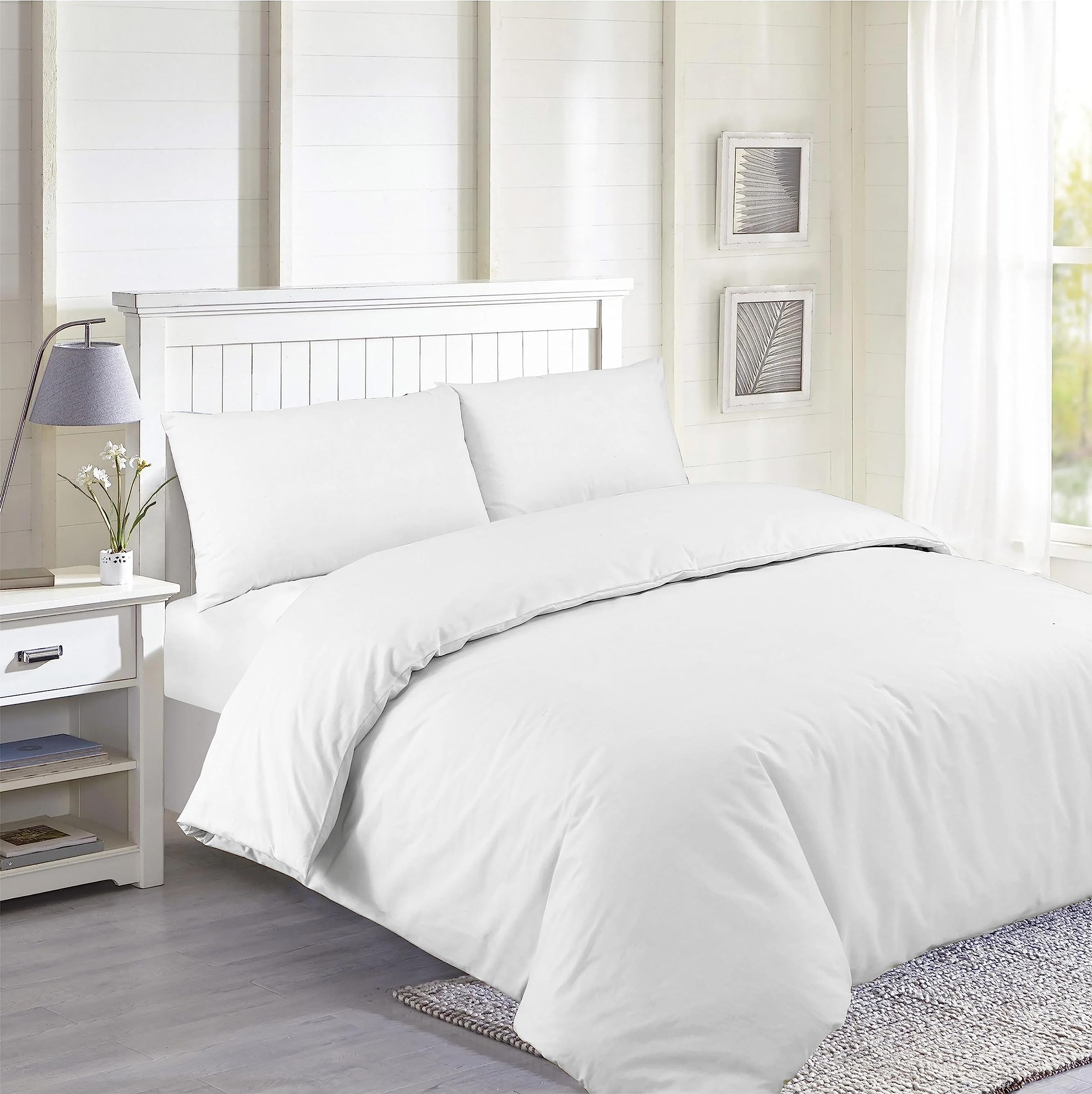Ev Dekor®Duvet Cover Bedding Sets, White Plain Dyed Double Duvet Cover Set including Pillowcase - Image 3