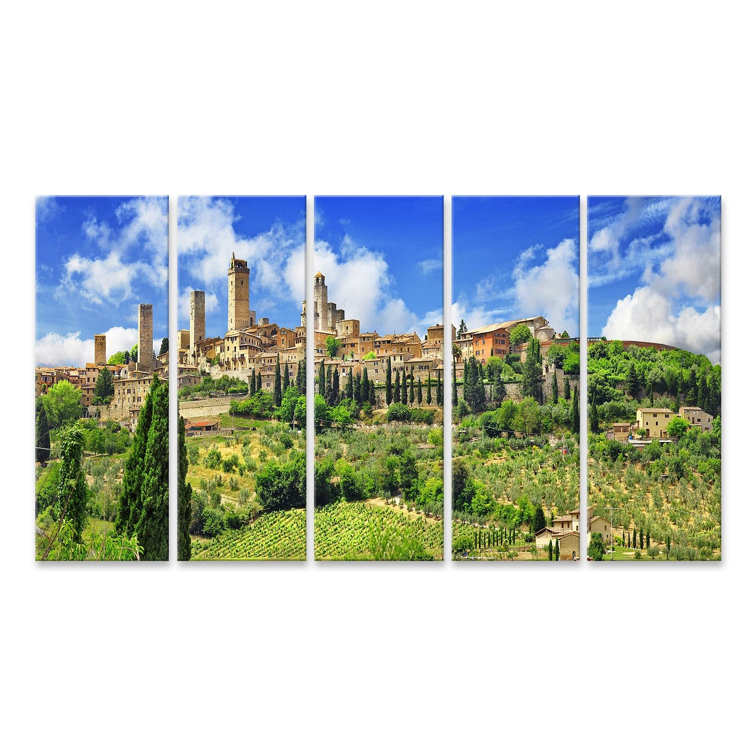 islandburner Primer cuadro sobre lienzo Ciudad histórica con muchas torres y paisaje verde imágenes murales carteles