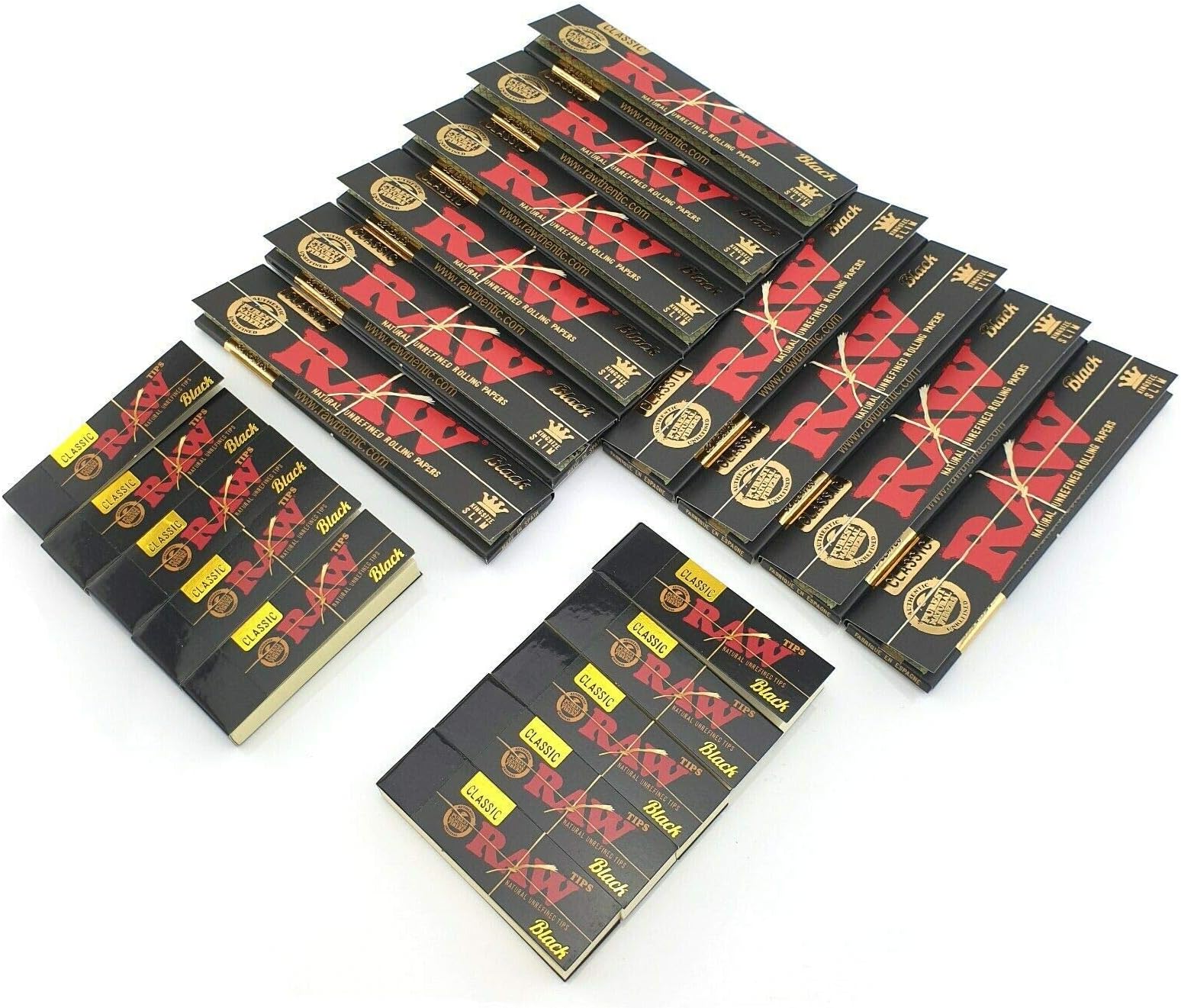 RAW Black Rolling Papers and Tips - 10