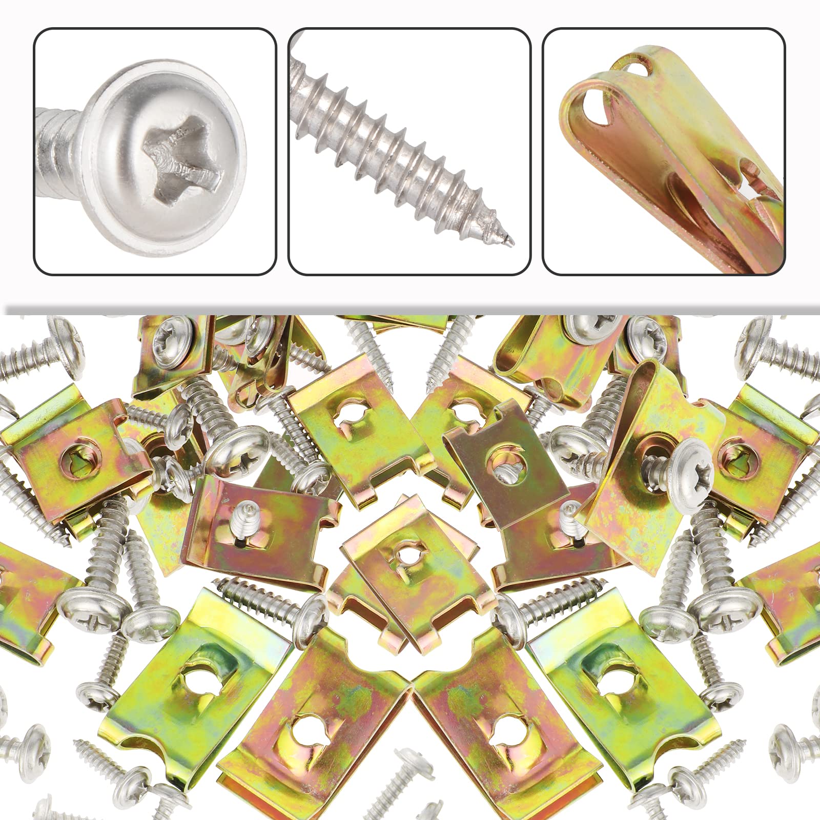 Kit 200 Clip A U E Viti Per Auto - Acciaio Inox 304, Resistenti Alla Ruggine, Per Fissaggi Sicuri - Foto 8