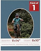 Vista 144 de Tapete de 11 x 14 pulgadas, corte biselado para fotos de 8 x 10 pulgadas, diseño de ante beige precortado, apertura de tablero ovalado, sin ácidos