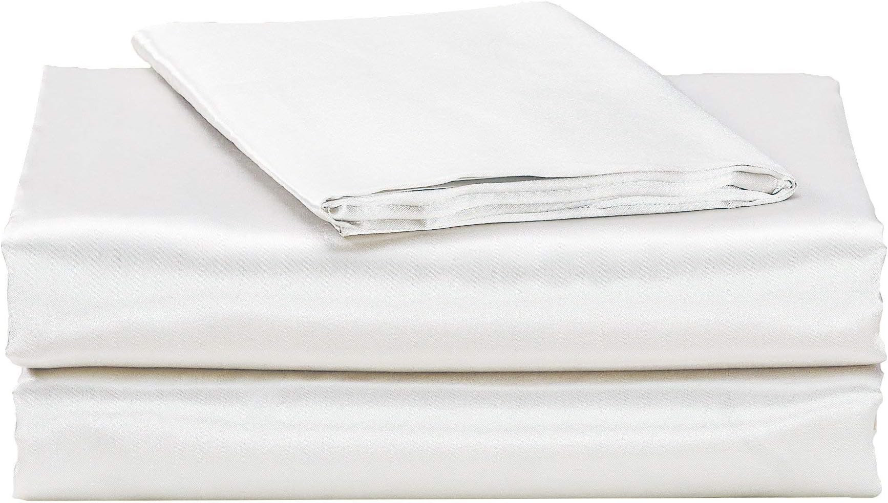 EliteHomeProducts EHP Super Soft and Silky Satin Sheet Set (Solid/Deep Pocket) (Queen, White)