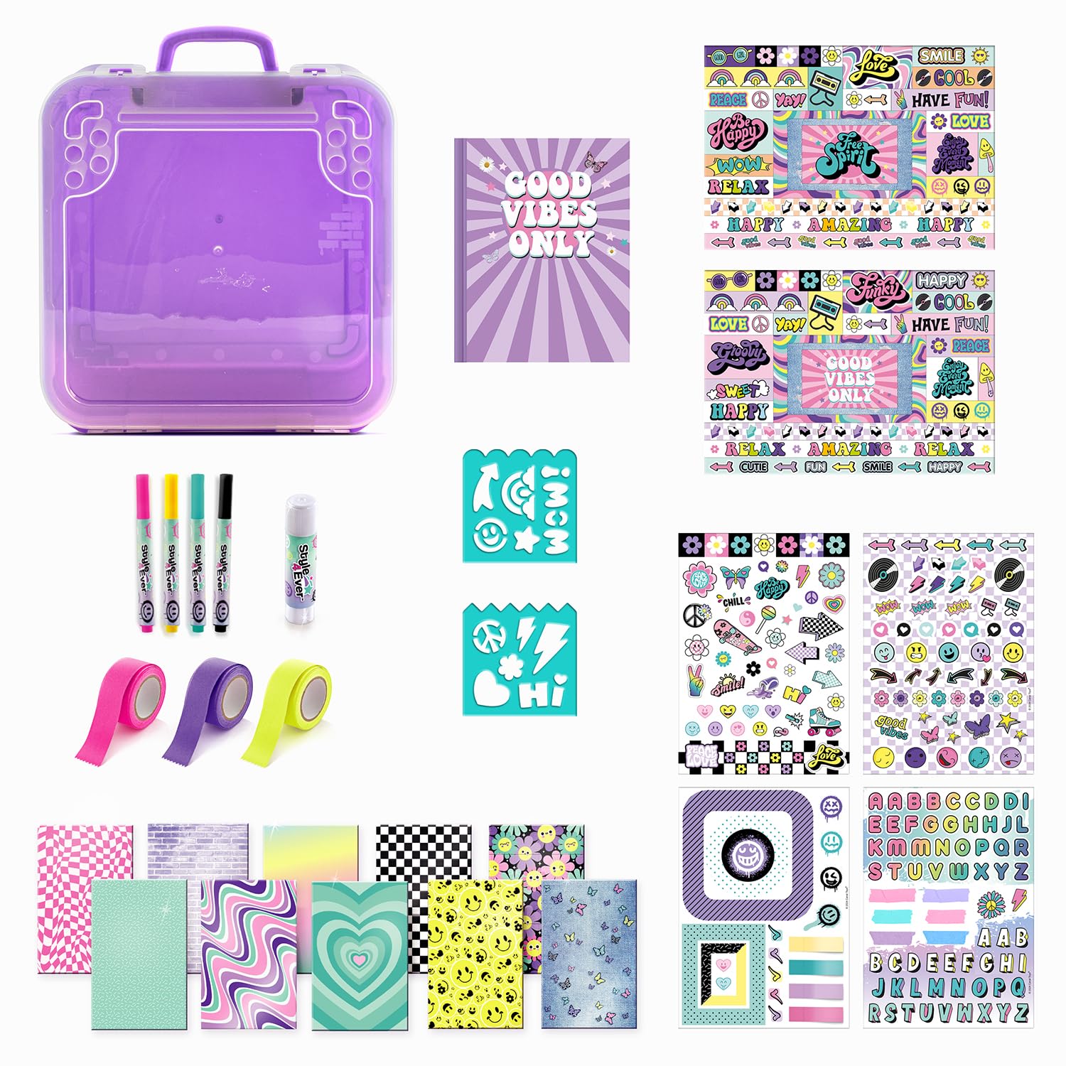 Canal Toys - Style 4 Ever - Valigetta di decorazione con diario - Kit con +250 Accessori, Nastri Adesivi, Adesivi, Pennarelli, Stencil - Scrapbooking Case - OFG289