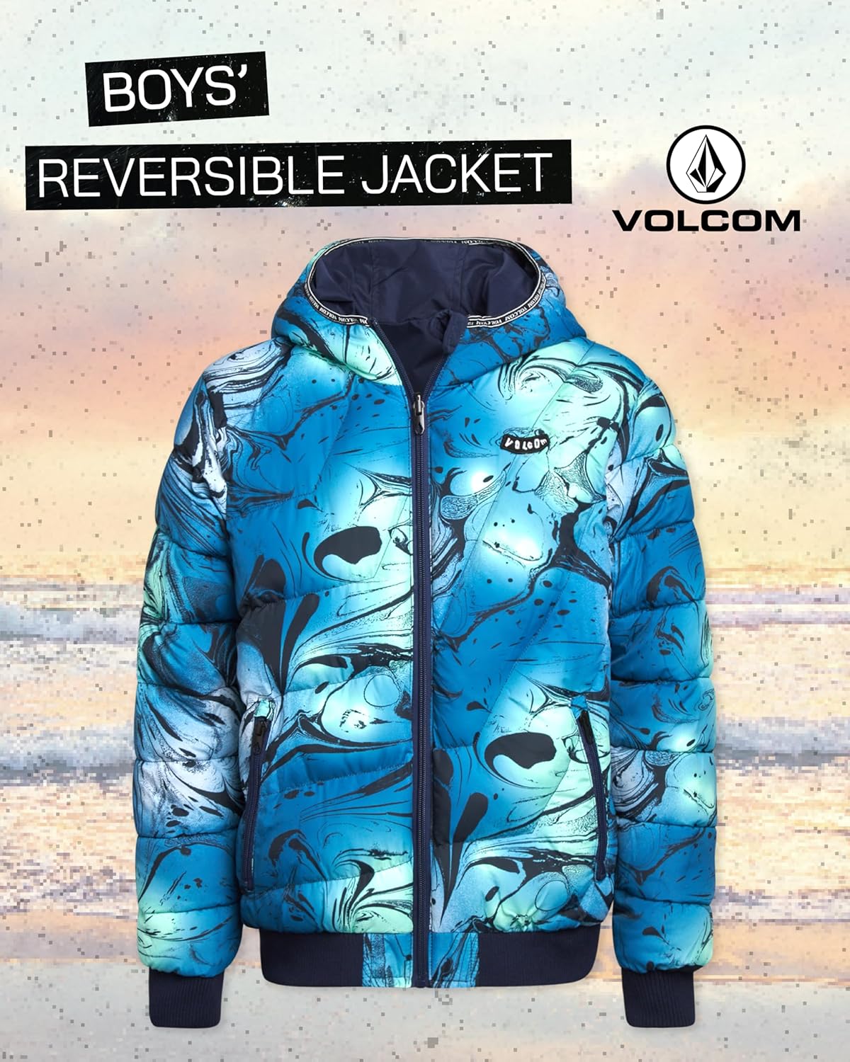 Volcom Boys Winter Coat - Reversible Zip Up Jacket Breathable Hooded Puffer Coat Kids Outerwear Jackets and Coats (4-20) - Image 3