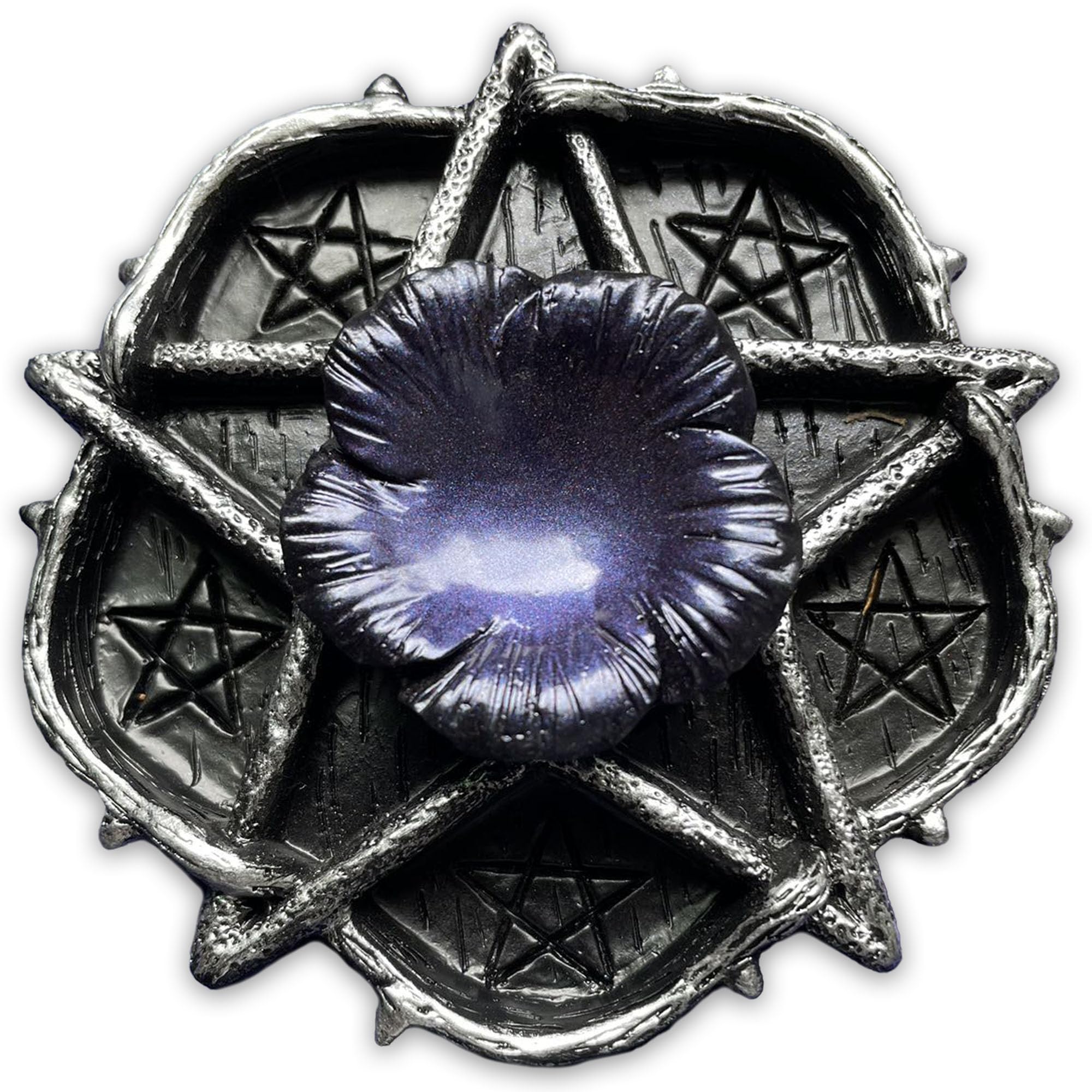 CCOTIKOSEE Pentacle Altar Crystal Ball Holder, Tealight Tray for Astrology Ritual Alter Witch Decor, Plate Witchcraft for Wiccan Tarot Supplies
