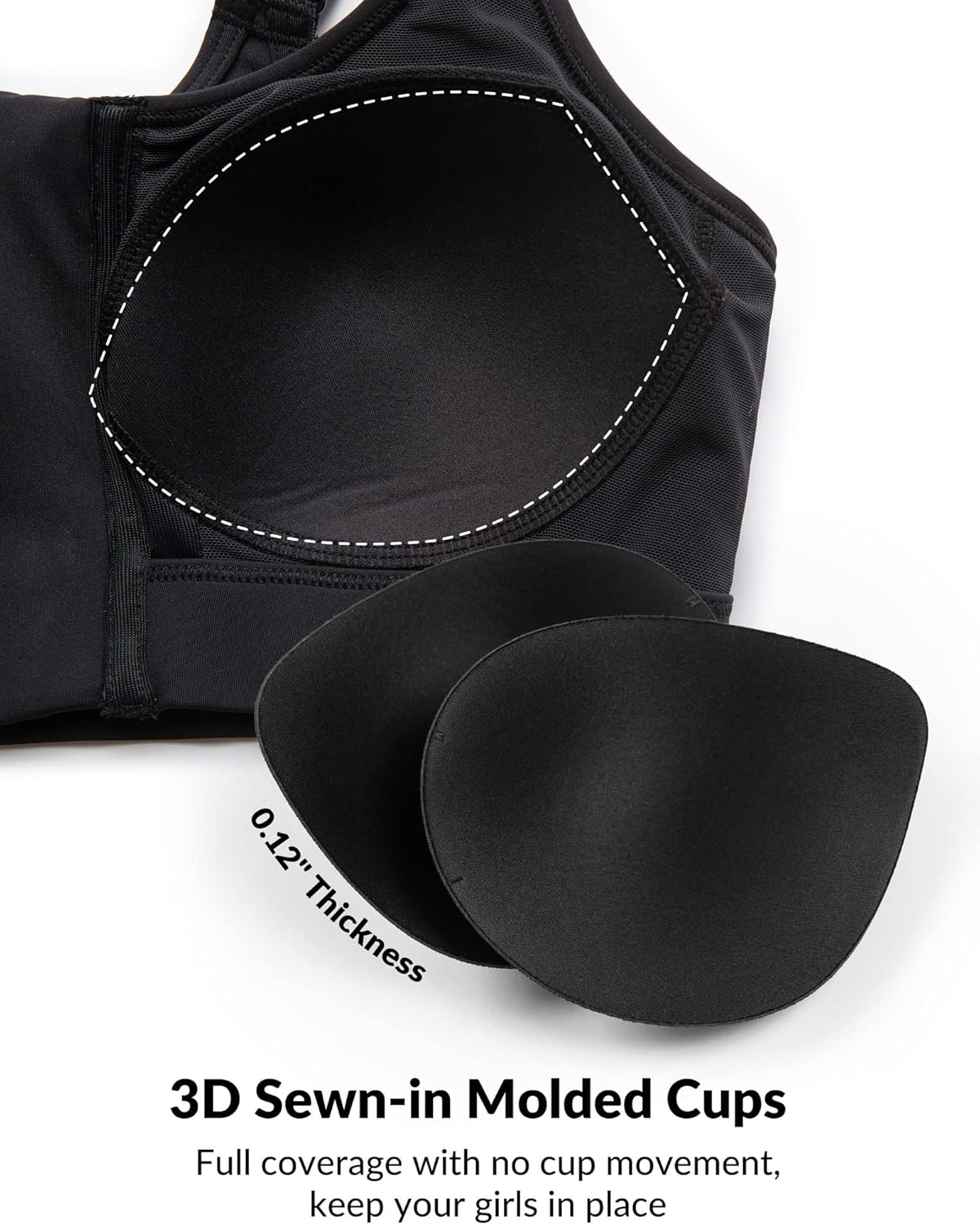 Yvette Adjustable Sports Bras for Women High Impact - Zip Front Sports Bra Plus Size Wireless for Running Workout - Image 7