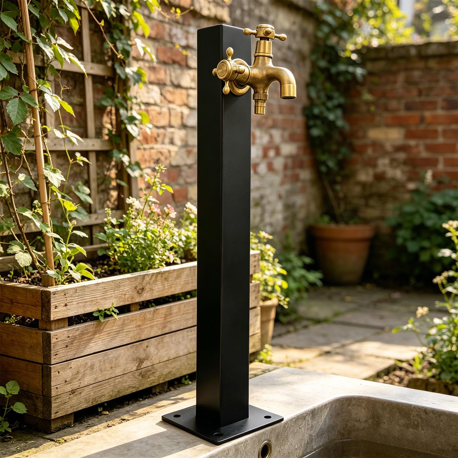 Lonmrrton D Frost Proof Yar Hydrant Outdoor Faucet, Freestanding Water Tap Post With Handhel Sprayer, Garden Water Column For Exterior Patio Backyar An Lawn