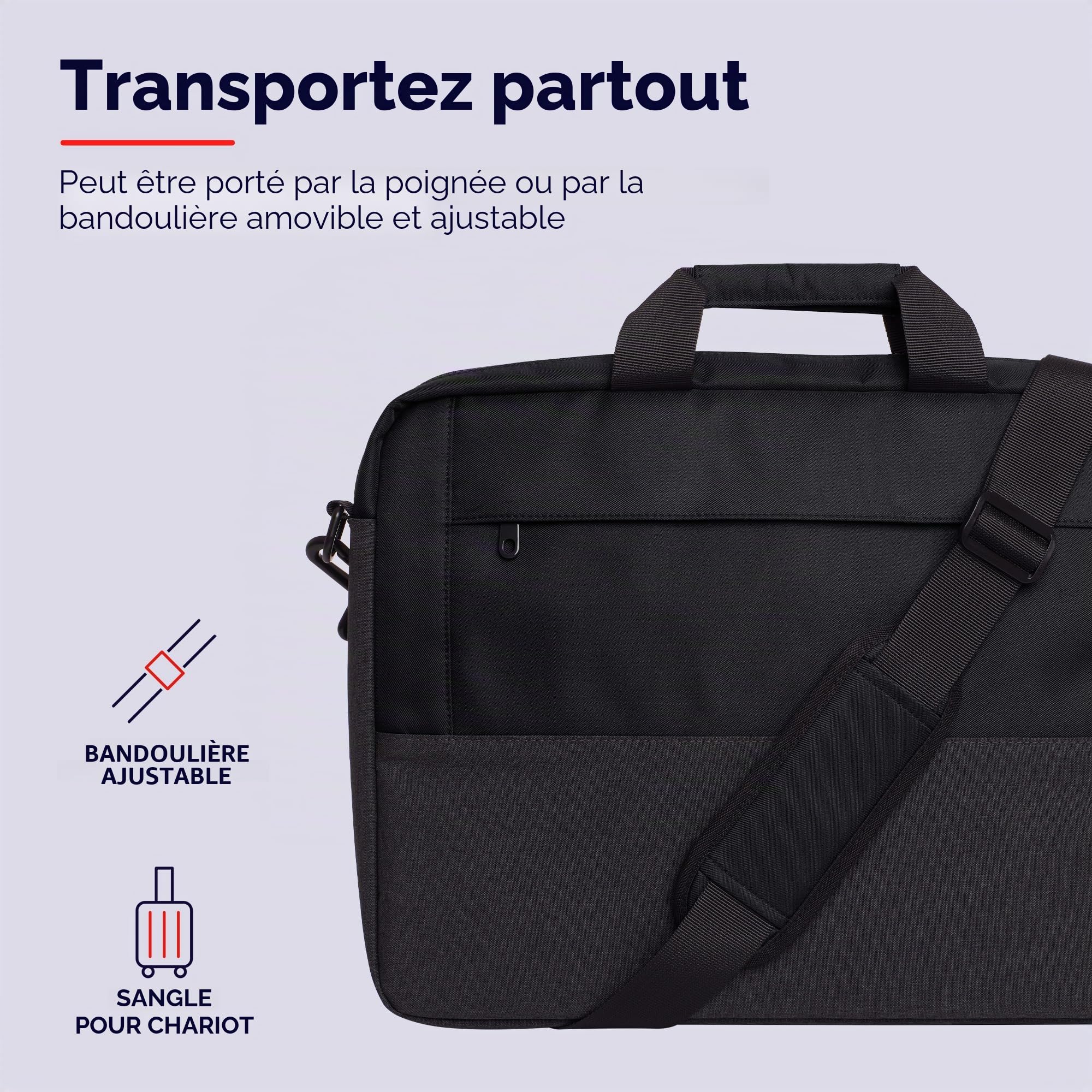 Trust Lisboa Sacoche pour Ordinateur Portable 16 Pouces, Noir