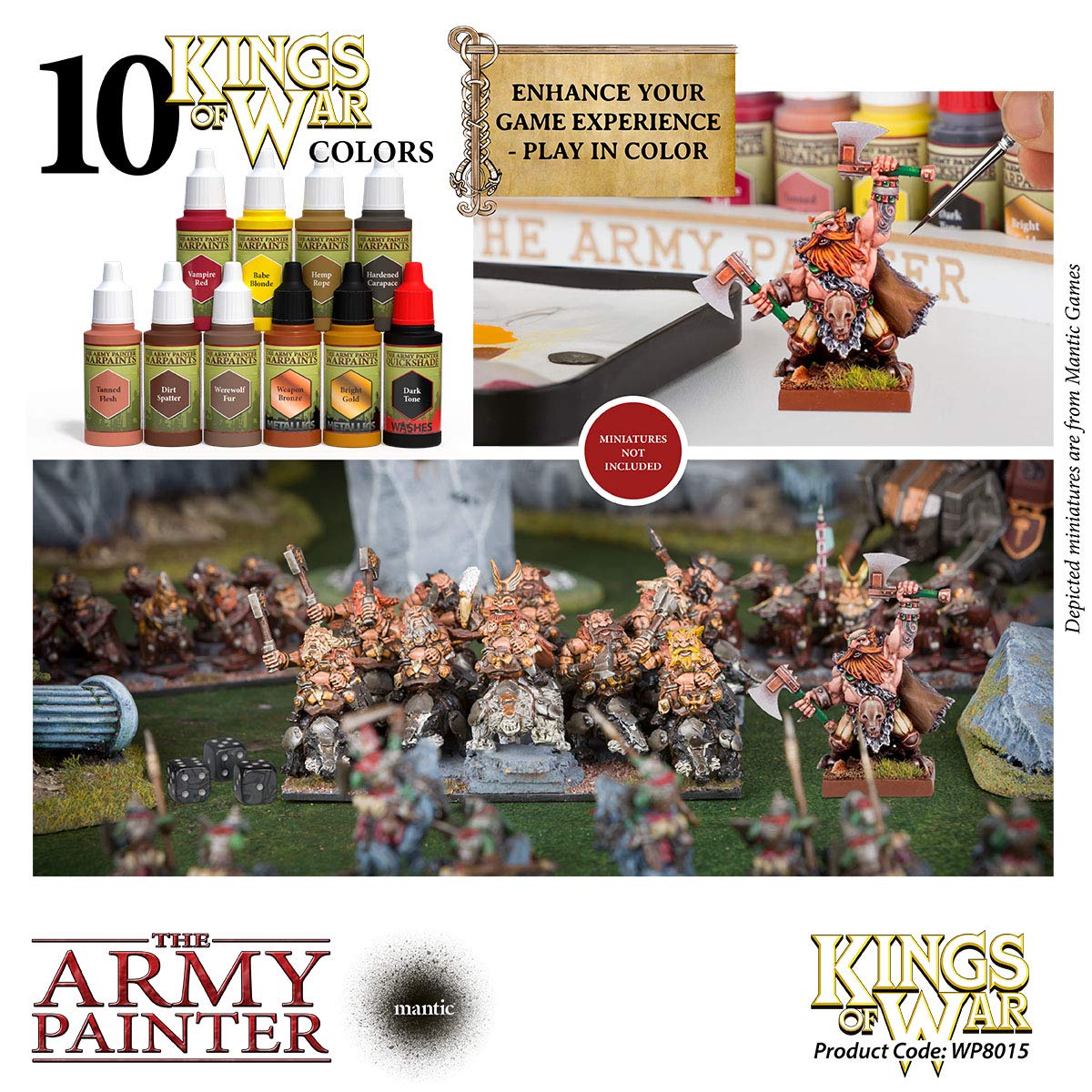The Army Painter | Kings of War Dwarfs Malset | 10 Acrylfarben für das Bemalen von Fantasy Dwarf Infantry und Warmachines | Wargames Miniatur Modell Malerei