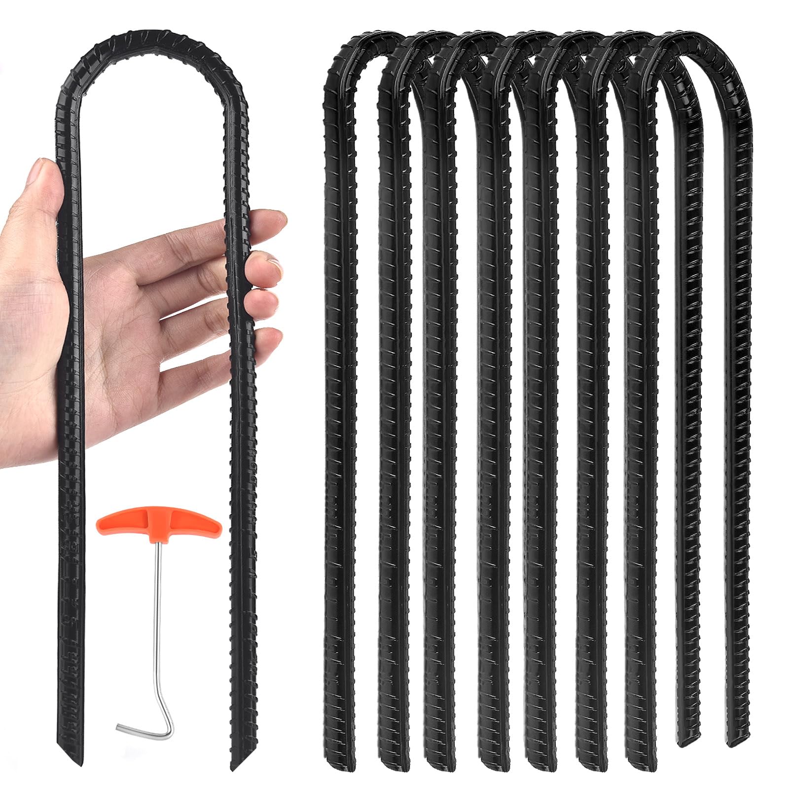 12 Inch Trampoline Anchors High Wind Heavy Duty, 10MM Ground Stakes 8 Pack