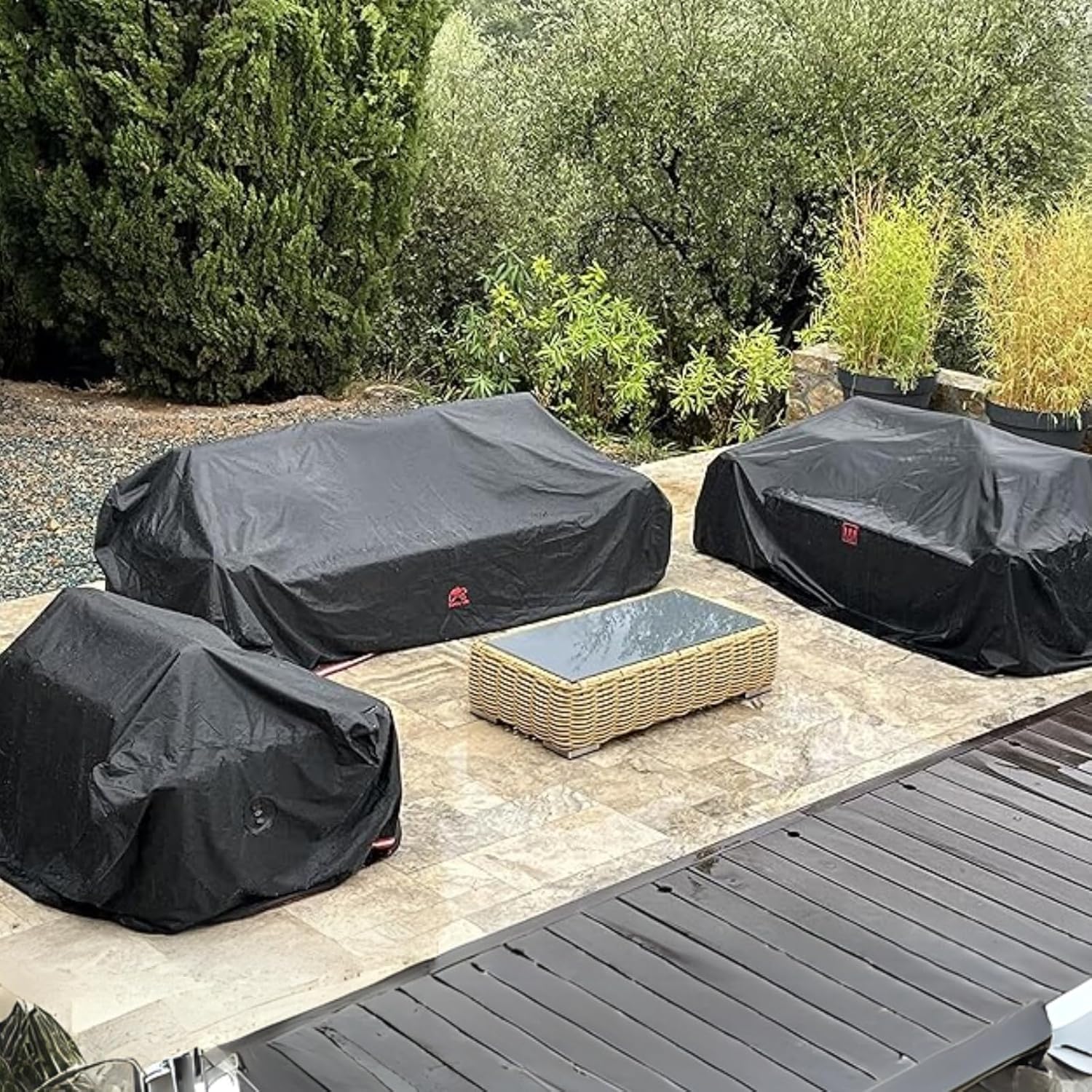 Turtle Life Patio Sofa Cover, Outdoor Heavy Duty Durable UV Water Resistant Anti-Fading Loveseat Cover with 2 Upgrade Air Vents and 2 Buckles, Black, 84" W x 37" D x 35" H