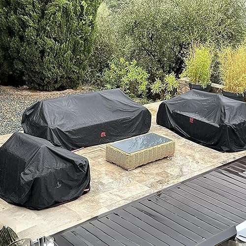 Miniatura 5 de Funda para sofá de patio, resistente al agua, resistente a los rayos UV, resistente al agua, antidecoloración, para múltiples personas, con 2