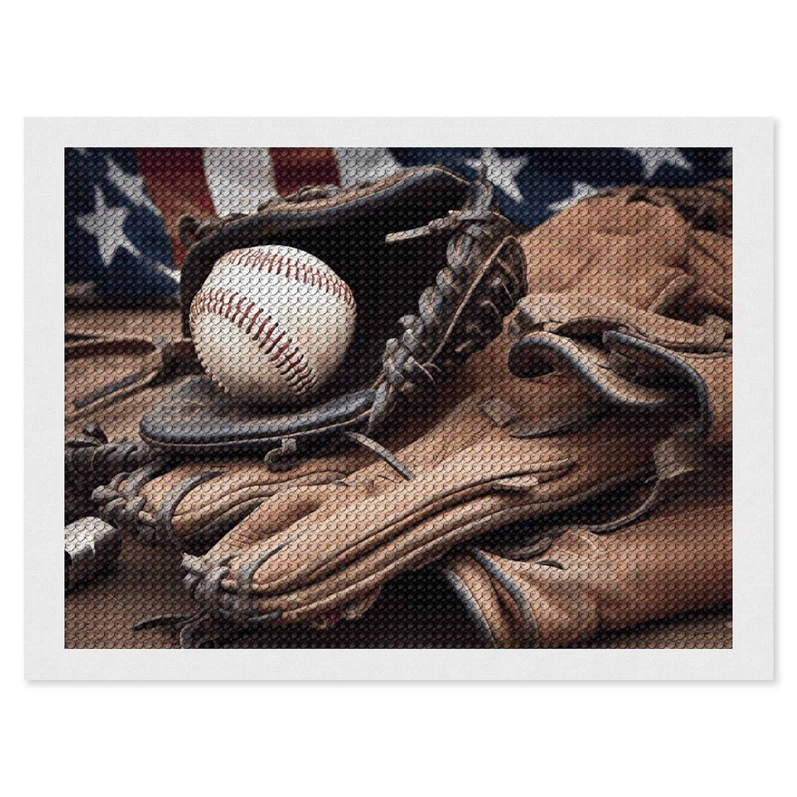 Baseball Equipment Diamond Painting Kits for Adults, DIY 5D Diamond Painting Kits for Beginners, Round Full Drill Diamond Dots Paintings, Diamonds Pictures Gem Art for Crafts Home Decor 12"x16"