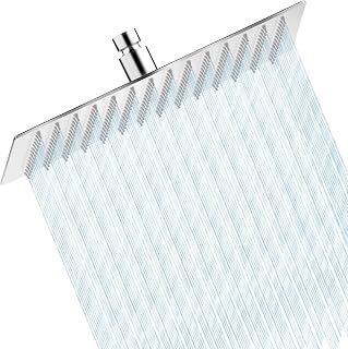 HAUSPROFI feste Duschen mit Anti-Kalk-Silikondüsen – Regenduschkopf aus Edelstahl – quadratisch 30 x 30 cm – gebürstetes Chrom-Finish (Gebürstetes-Quadratisch)