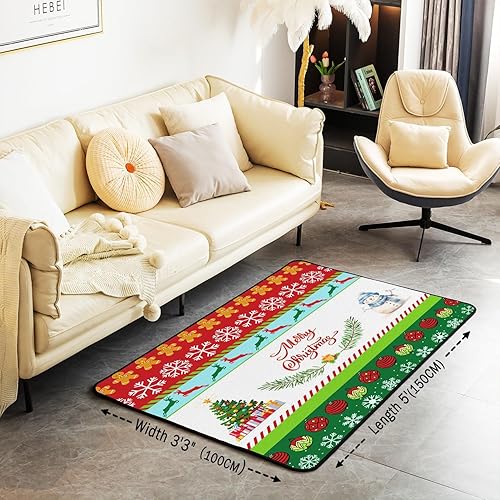 Miniatura 3 de Alfombra de Navidad para niños, de 5 x 7 pulgadas, con copos de nieve, para sala de estar, dormitorio, ciervo, ciervo, alce, decoración de Año