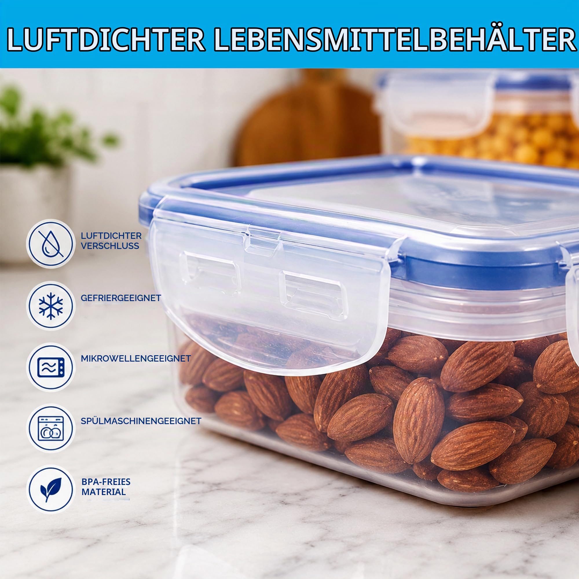 Lock& Lock HPL811 Vorratsdosen & Frischhaltedosen | Füllmenge 0,6 L | luftdicht & wasserdicht | Aufbewahrungsdose | Vorratsbehälter mit 4fach Klickverschluss - 12er Set