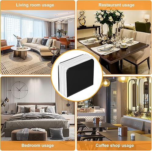 Miniatura 7 de Servilletero de metal negro triangular, moderno soporte para servilletas de cóctel, organizador independiente dispensador de servilletas, soporte