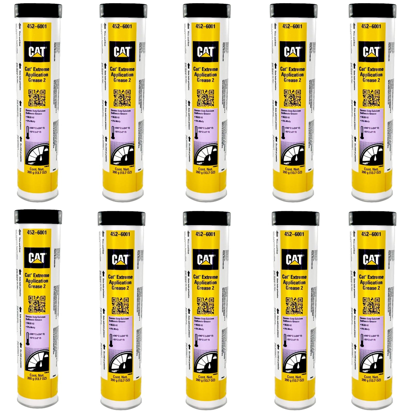 Cat 452-6001 Extreme Application Grease NLGI #2, 5% Moly 13.7oz. | 10 Cartridges