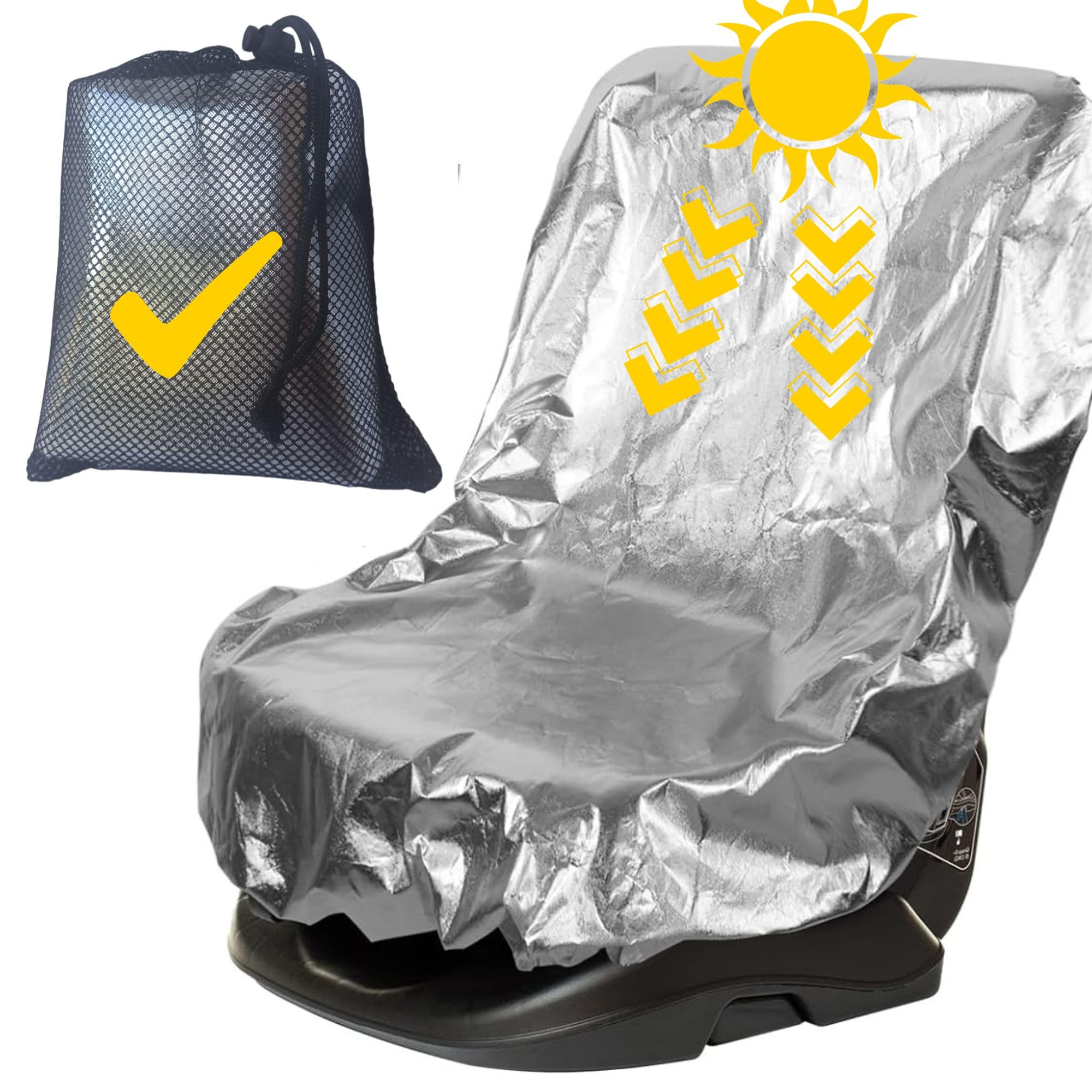 TailoKids® Funda Antitermica Silla Coche Bebe Universal - Parasol Coche Bebe Silla Universal Ajustable con Cordón – Parasol Protector Asiento Coche Silla Bebe con Bolsa para Guardar. Grupo 0,1,2 y 3